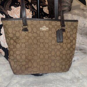 Coach Outline Signature Zip Top Tote #F58282